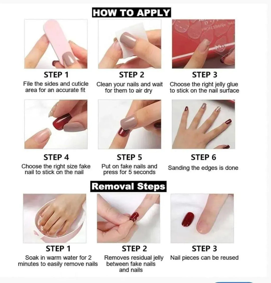 12 Pcs Double Size Stylish Nails Glitter Diamond Manicure Wear