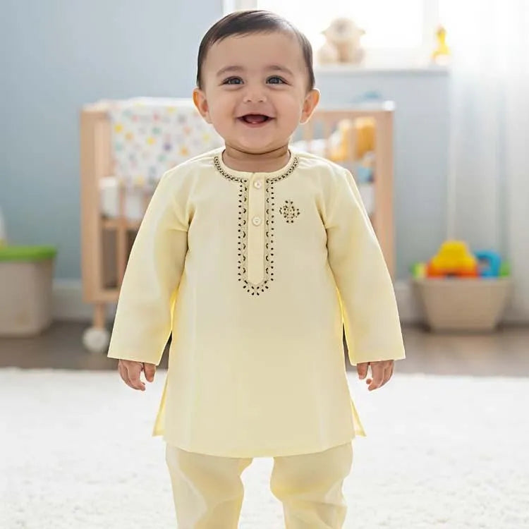Eid collection 2 PC Boy's Cotton Embroidered Kurta and Shalwar Suit