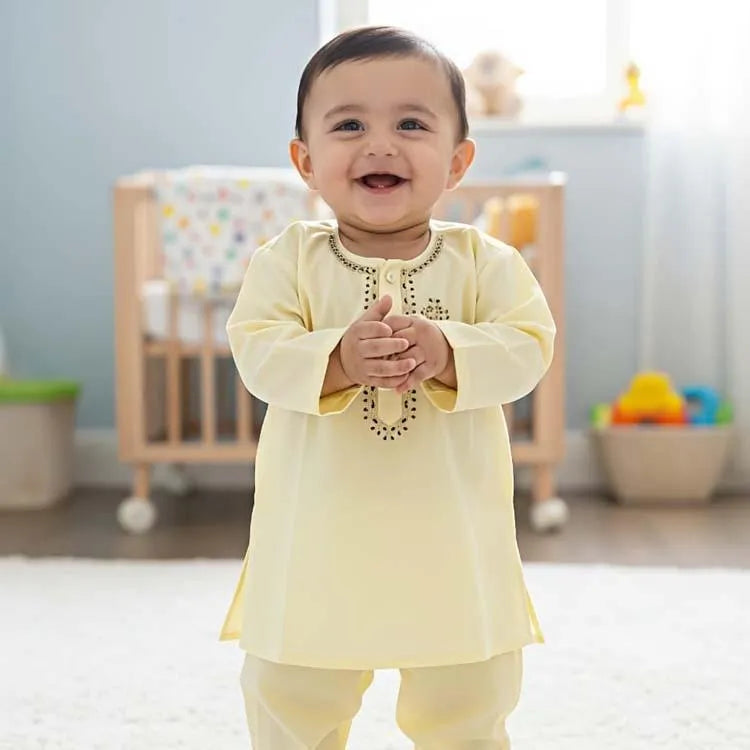 Eid collection 2 PC Boy's Cotton Embroidered Kurta and Shalwar Suit