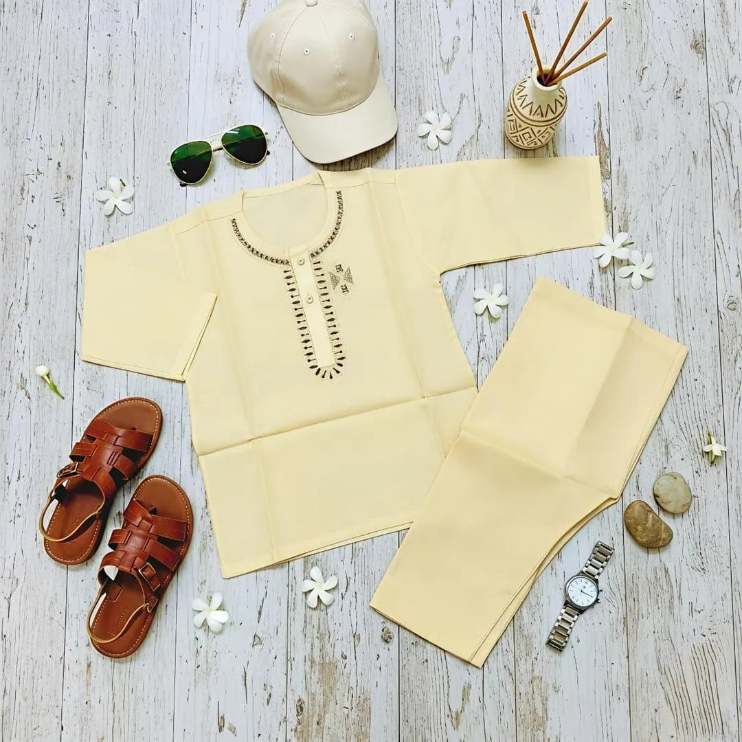 Eid collection 2 PC Boy's Cotton Embroidered Kurta and Shalwar Suit