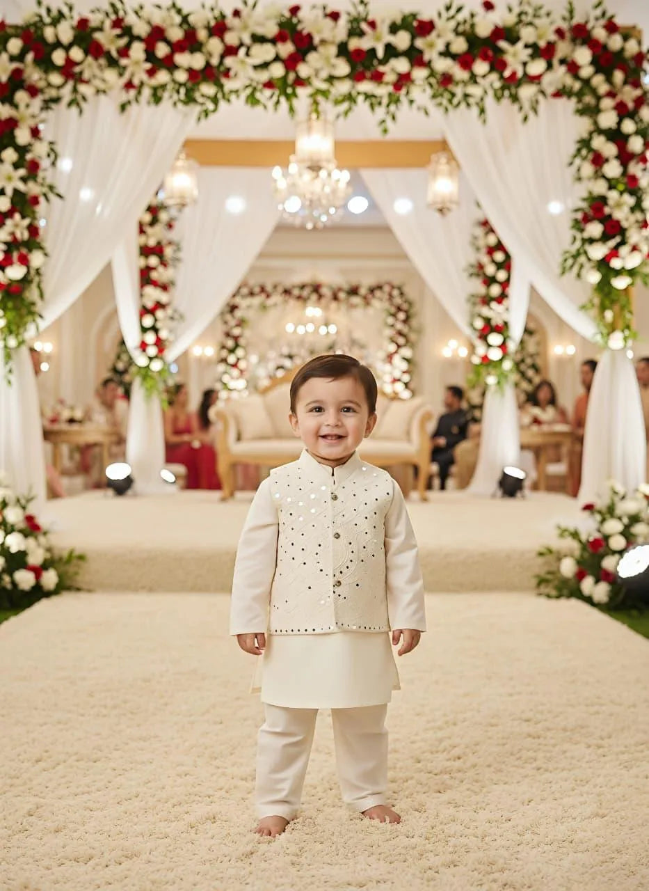 Eid collection 2 PC Boy's Cotton Embroidered Kurta and Shalwar Suit
