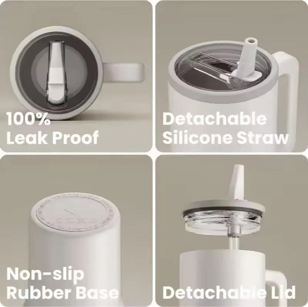 40oz Tumbler With Handle With Straw Lids Stainless Steel Vacuum Insulated Car Mug Thermal Iced Travel Cup The 40 oz tumbler with handle and straw lid from is a high-quality travel mug