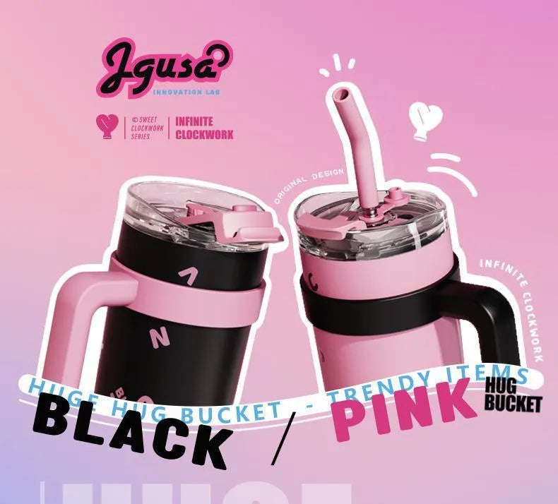 40 OZ Tumbler with Handle and Nozzle Straw Lid, Insulated Reusable Stainless Steel Travel Mug Keeps Drinks Cold up to 34 Hours