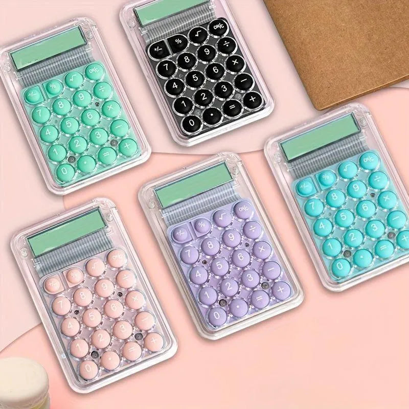 Student Calculator LCD Display Large Screen Siicone Buttons 8-digit Handheld Study Electronic Calculator School Supplies(random color)