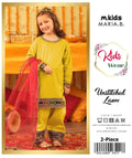 2 Pcs Girl's Lawn Embroidered Unstitched Suit